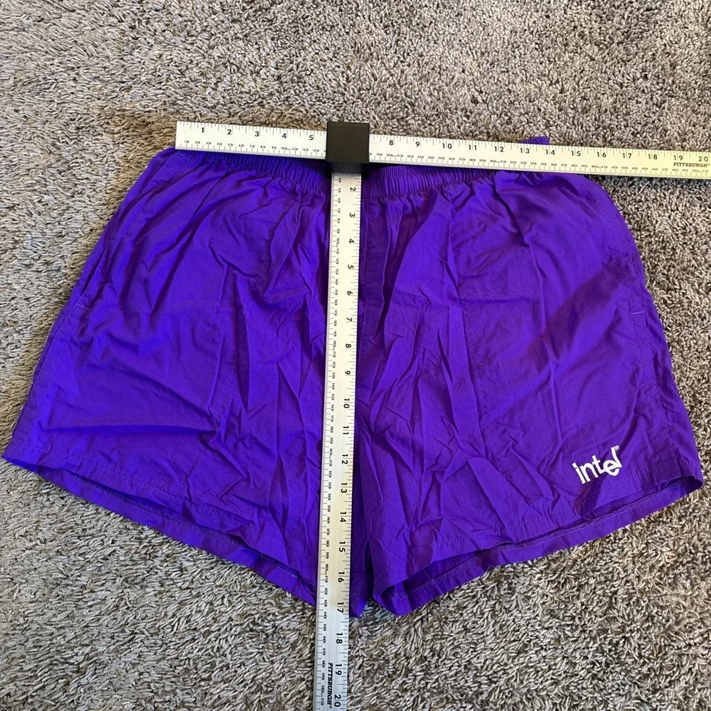 Vintage 80s Intel Tech Swimsuit Shorts Men Size‎ Large Sportif Purple USA Made
